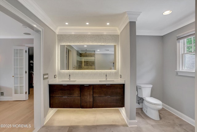12 Wagon Way, Holmdel, NJ 07733 - full bath with ornamental molding, double vanity, toilet, walk in shower, and baseboards