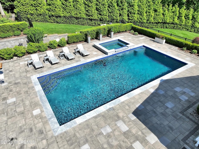12 Wagon Way, Holmdel, NJ 07733 - view of swimming pool with an in-ground hot tub, a patio area, and a view of trees