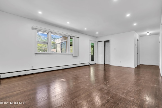 1324 Sixth Ave, Toms River, NJ 08757 - unfurnished room with baseboard heating, wood finished floors, recessed lighting, and baseboards
