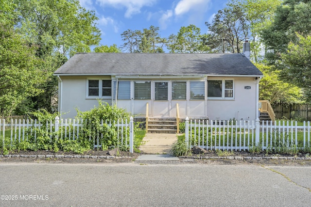1324 Sixth Ave, Toms River, NJ 08757 - bungalow-style house featuring stucco siding, a fenced front yard, and roof with shingles