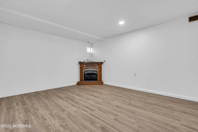 1324 Sixth Ave, Toms River, NJ 08757 - unfurnished living room with wood finished floors, a fireplace, recessed lighting, and baseboards