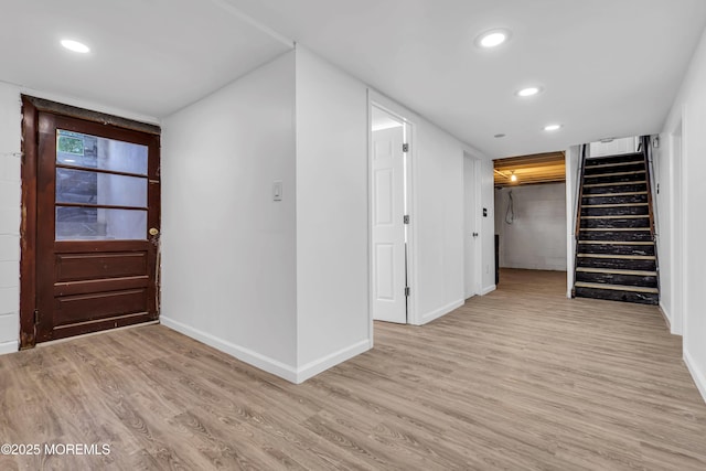 1324 Sixth Ave, Toms River, NJ 08757 - foyer featuring stairway, baseboards, light wood-style floors, and recessed lighting