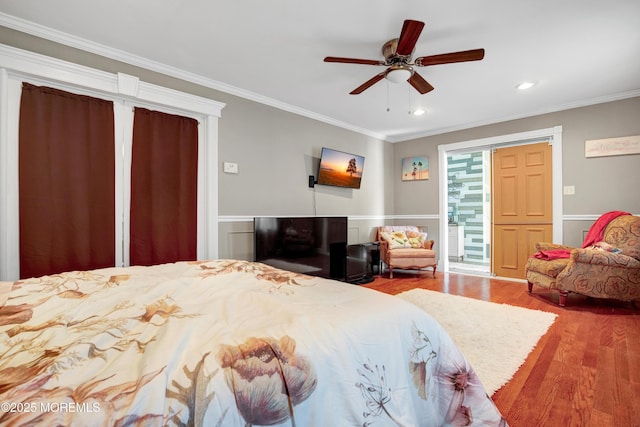 16 Markwood Dr, Howell, NJ 07731 - bedroom with wood finished floors, ornamental molding, recessed lighting, and ceiling fan