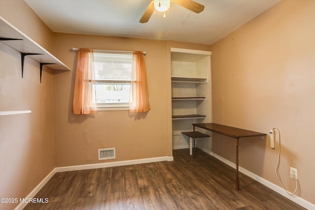 206 Arlington Ave, Union Beach, NJ 07735 - unfurnished office featuring dark wood-style flooring, baseboards, and a ceiling fan