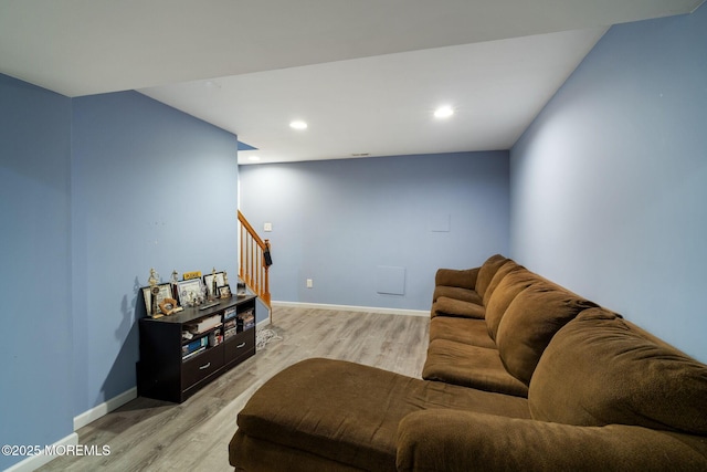 6 Foxmoor Ln, Bayville, NJ 08721 - living area with light wood finished floors, stairs, baseboards, and recessed lighting