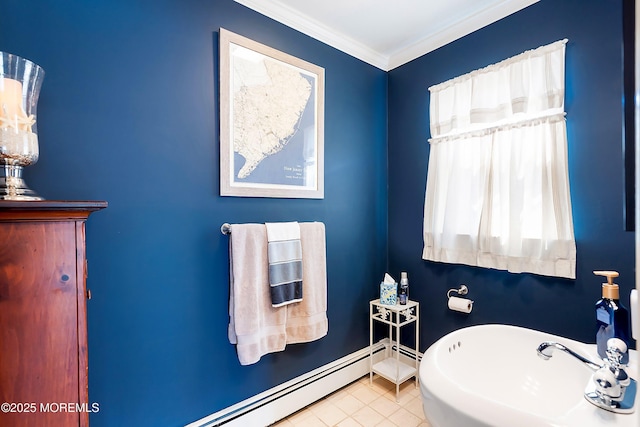 660 Fairview Ln, Forked River, NJ 08731 - bathroom with ornamental molding and tile patterned floors