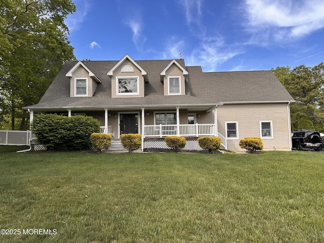 274 Beachview Ave, Manahawkin, NJ 08050 - view of front facade with a front lawn, a porch, and roof with shingles