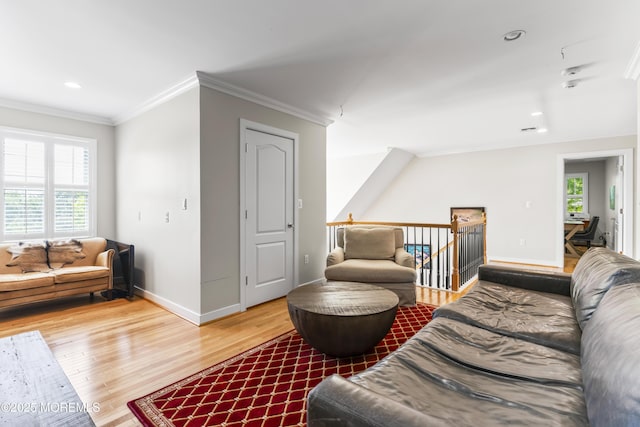 274 Beachview Ave, Manahawkin, NJ 08050 - living area with light wood-style flooring, baseboards, crown molding, and recessed lighting