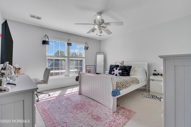 707 Cedar Point Ct, Toms River, NJ 08753 - bedroom with light carpet, an office area, baseboards, and ceiling fan