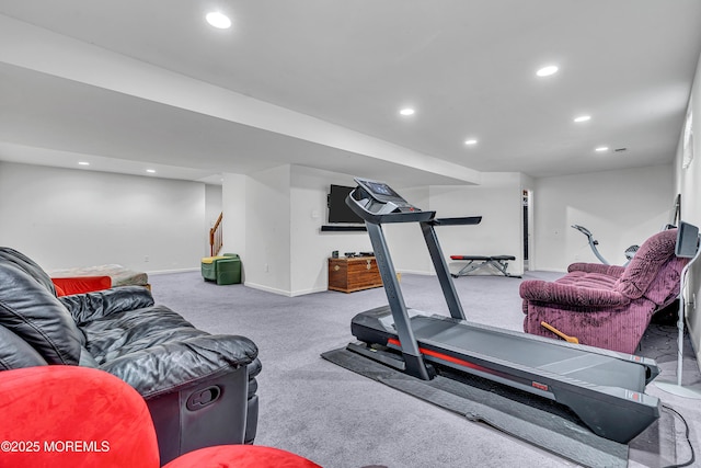 707 Cedar Point Ct, Toms River, NJ 08753 - workout area featuring carpet flooring, recessed lighting, and baseboards