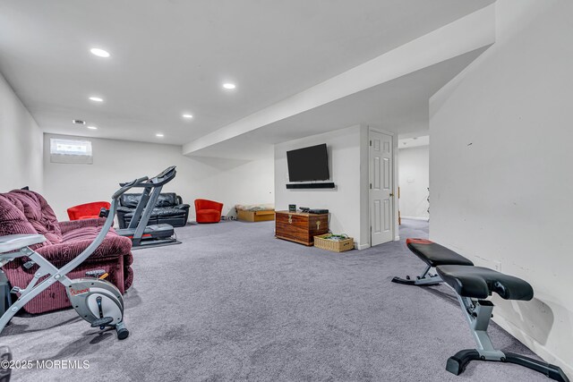 707 Cedar Point Ct, Toms River, NJ 08753 - workout area with carpet flooring and recessed lighting