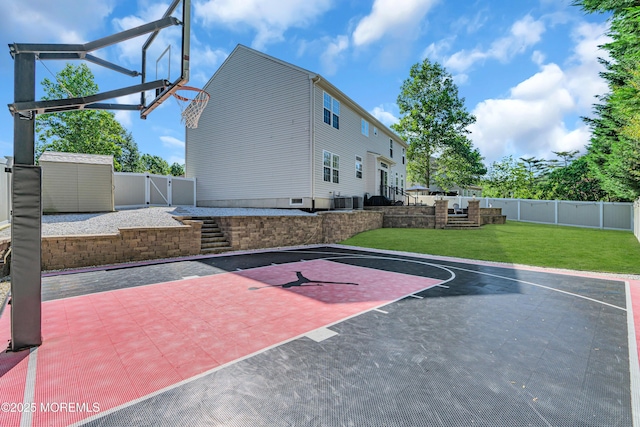 707 Cedar Point Ct, Toms River, NJ 08753 - view of sport court featuring basketball hoop and a gate