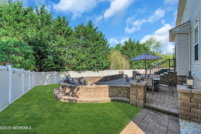 707 Cedar Point Ct, Toms River, NJ 08753 - view of yard with an outdoor fire pit and a patio