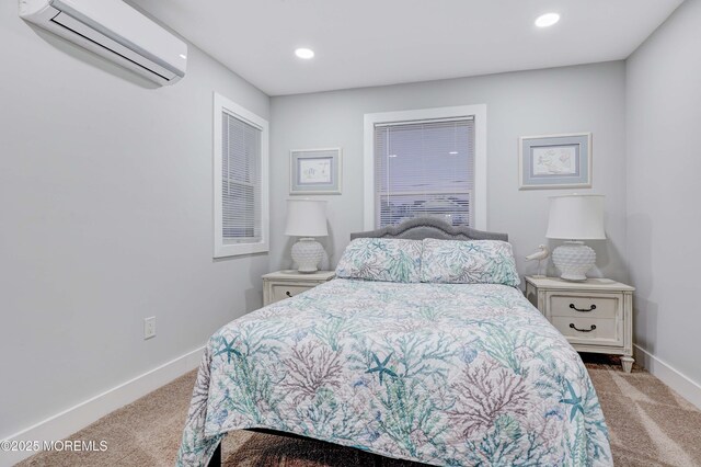 151 Shore Dr, Brick, NJ 08723 - bedroom featuring a wall mounted air conditioner, carpet floors, baseboards, and recessed lighting
