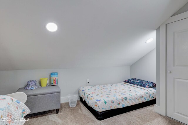 151 Shore Dr, Brick, NJ 08723 - bedroom featuring carpet, lofted ceiling, baseboards, and recessed lighting
