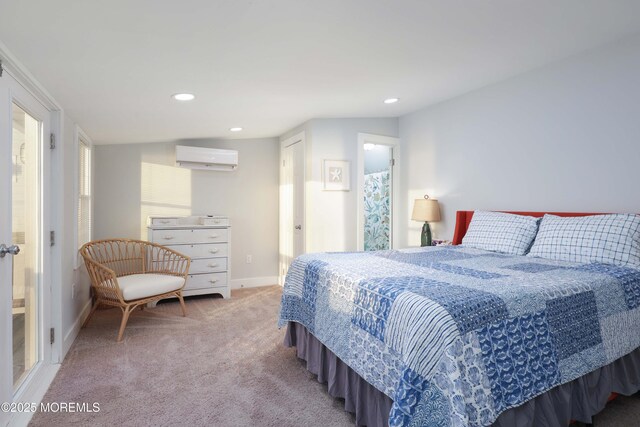 151 Shore Dr, Brick, NJ 08723 - carpeted bedroom with a wall mounted AC, recessed lighting, and baseboards