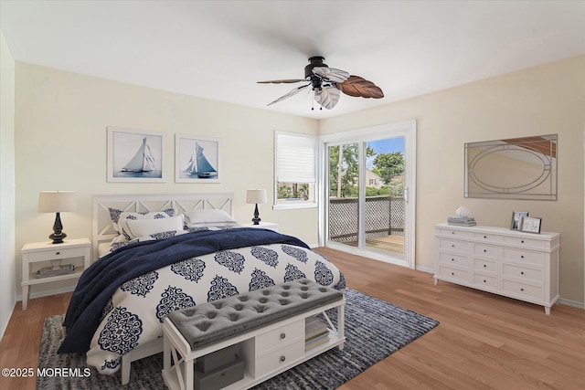 39 Scholer Dr, Union Beach, NJ 07735 - bedroom with access to exterior, wood finished floors, baseboards, and ceiling fan