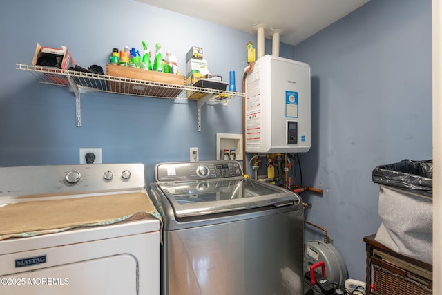 1707-1705 N Bayview Ave, Seaside Park, NJ 08752 - laundry area featuring separate washer and dryer and tankless water heater
