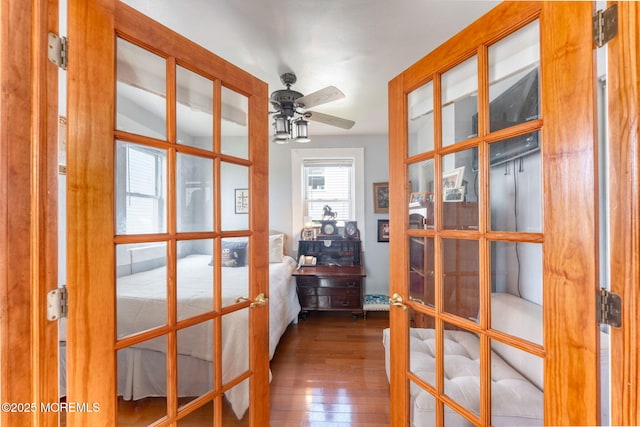 1707-1705 N Bayview Ave, Seaside Park, NJ 08752 - corridor with hardwood / wood-style flooring and french doors