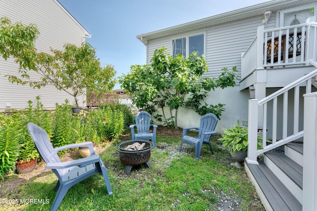 1707-1705 N Bayview Ave, Seaside Park, NJ 08752 - view of yard featuring a fire pit and stairway