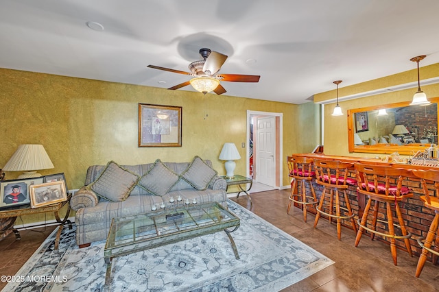 14 N Longview Rd, Howell, NJ 07731 - living area with a dry bar and a ceiling fan