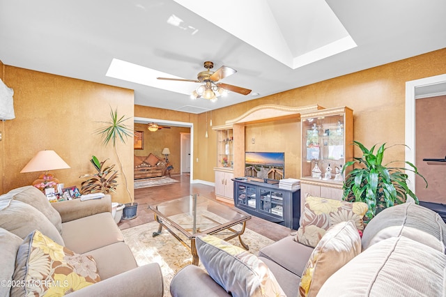 14 N Longview Rd, Howell, NJ 07731 - living area with a skylight and a ceiling fan