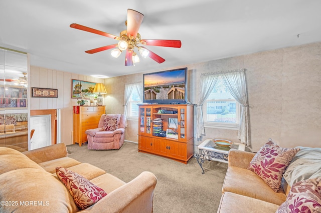 14 N Longview Rd, Howell, NJ 07731 - living room featuring carpet floors, healthy amount of natural light, and ceiling fan