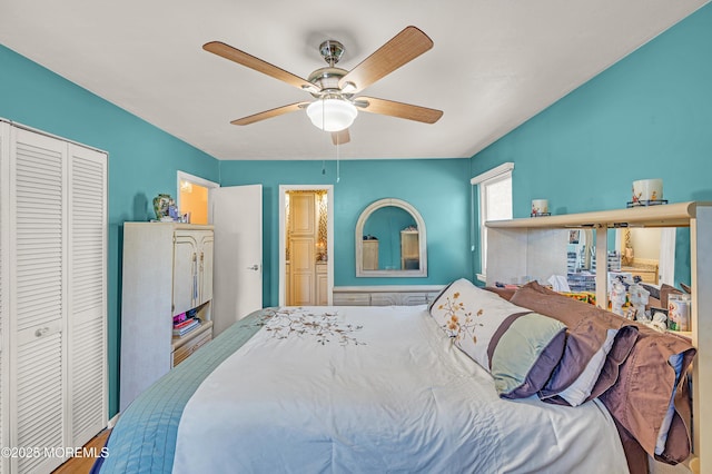 14 N Longview Rd, Howell, NJ 07731 - bedroom featuring a closet, wood finished floors, and ceiling fan