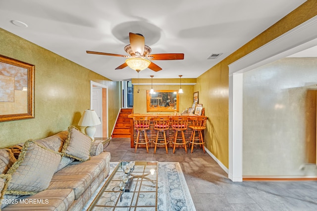 14 N Longview Rd, Howell, NJ 07731 - living room featuring a bar and a ceiling fan