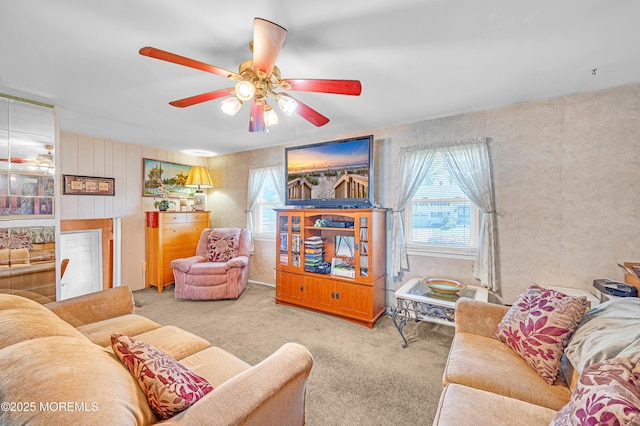 14 N Longview Rd, Howell, NJ 07731 - carpeted living area featuring a ceiling fan