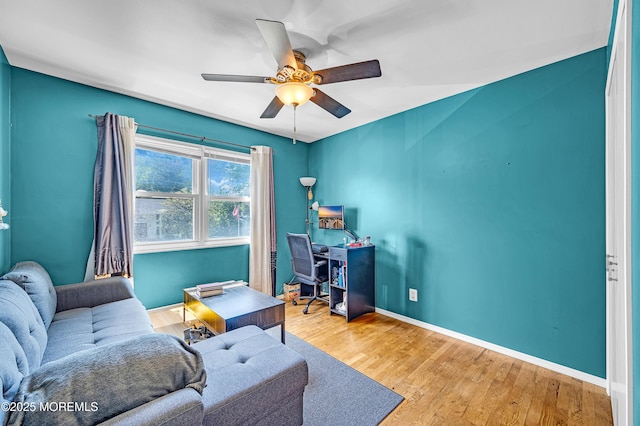 14 N Longview Rd, Howell, NJ 07731 - office area with a ceiling fan, wood finished floors, and baseboards
