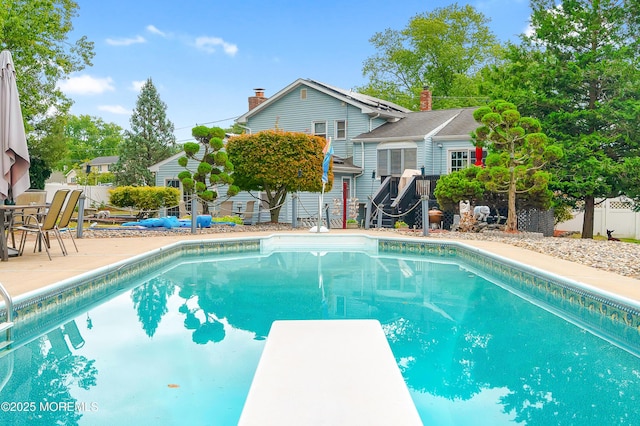 14 N Longview Rd, Howell, NJ 07731 - view of pool featuring a diving board, a fenced backyard, and a patio area