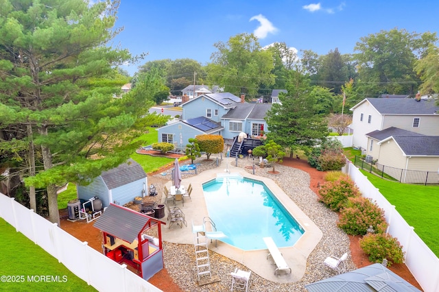 14 N Longview Rd, Howell, NJ 07731 - view of pool with a residential view, stairs, a diving board, and a patio area