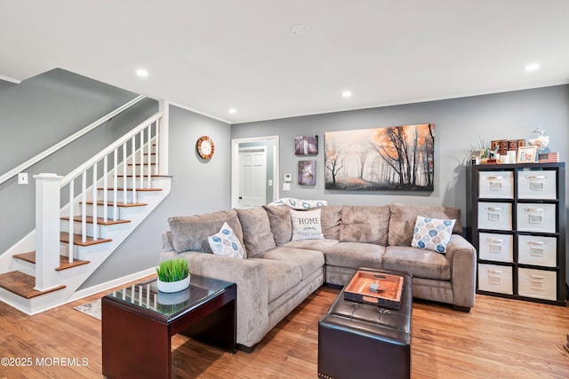 2897 State Route 138, Wall, NJ 07719 - living area featuring stairs, recessed lighting, and wood finished floors