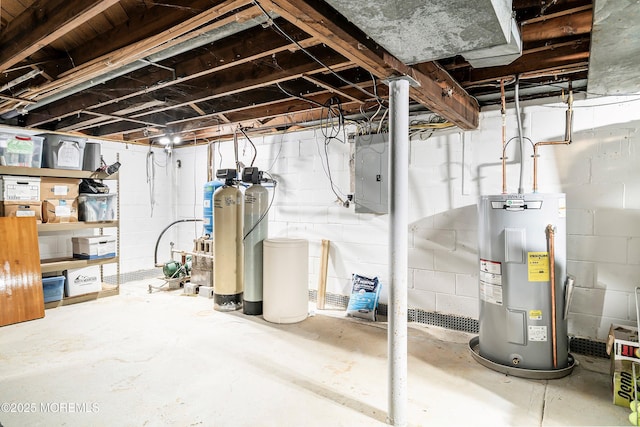 2897 State Route 138, Wall, NJ 07719 - unfinished below grade area with water heater, electric panel, and a water softener