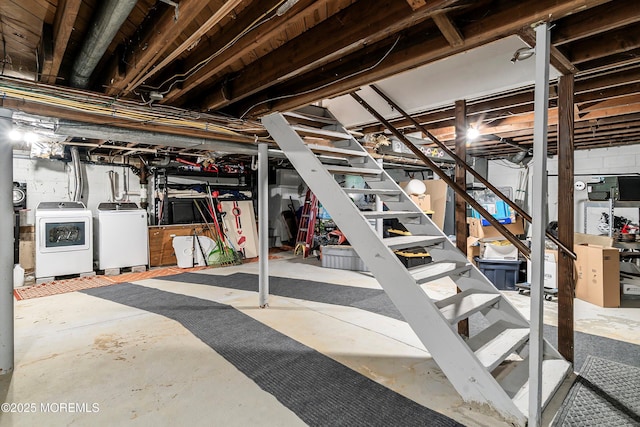 2897 State Route 138, Wall, NJ 07719 - unfinished basement with washer and dryer and stairway