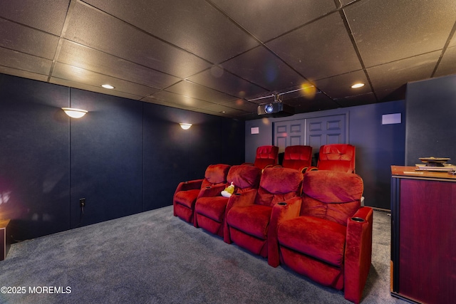 10 Emma Ln, Jackson, NJ 08527 - carpeted home theater with a paneled ceiling and recessed lighting
