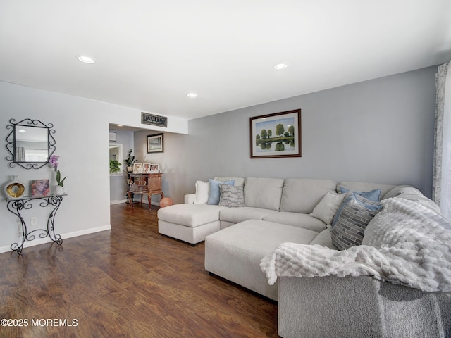 30 Mountain Ave, Hazlet, NJ 07730 - living area featuring dark wood-style flooring, recessed lighting, and baseboards