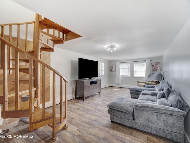 30 Mountain Ave, Hazlet, NJ 07730 - living area with stairway, baseboards, and wood finished floors
