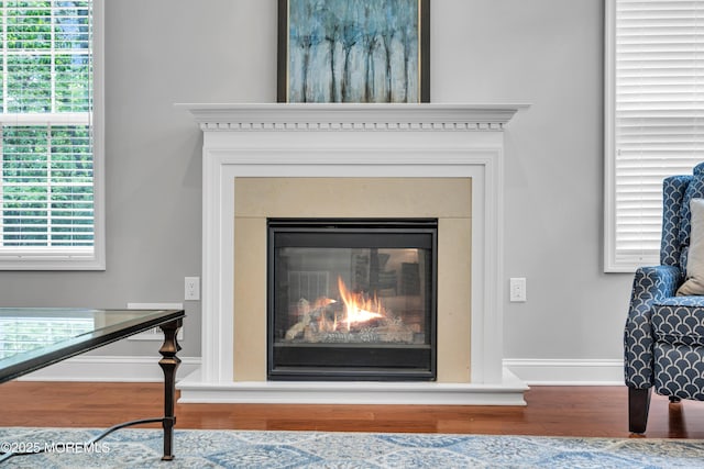 24 Beach Haven Way, Waretown, NJ 08758 - detailed view of wood finished floors, a glass covered fireplace, and baseboards