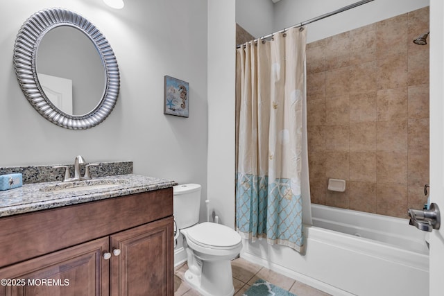 24 Beach Haven Way, Waretown, NJ 08758 - full bathroom with tile patterned floors, shower / bath combo with shower curtain, toilet, and vanity