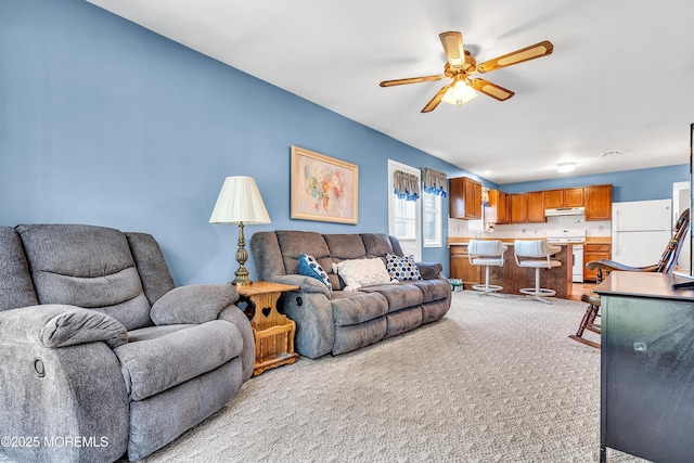 184 Pulaski Blvd, Toms River, NJ 08757 - living area with a ceiling fan and light carpet