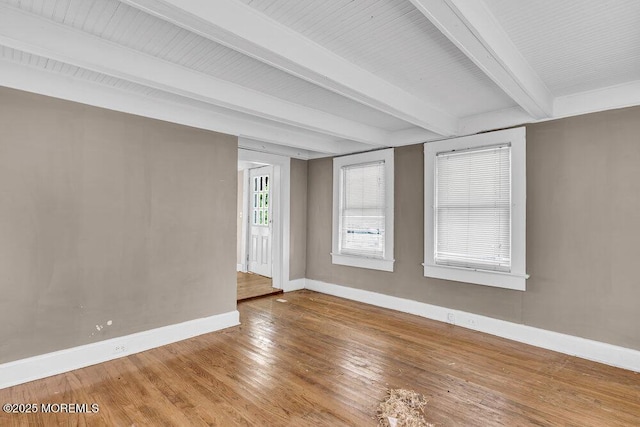 93 Lawrence Ave, Keansburg, NJ 07734 - empty room featuring beamed ceiling, baseboards, and wood finished floors