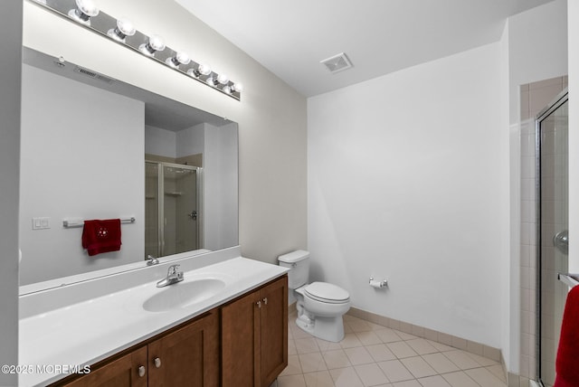 100 Middlesex Blvd Unit 144, Plainsboro, NJ 08536 - full bathroom featuring vanity, toilet, a shower with door, and tile patterned floors