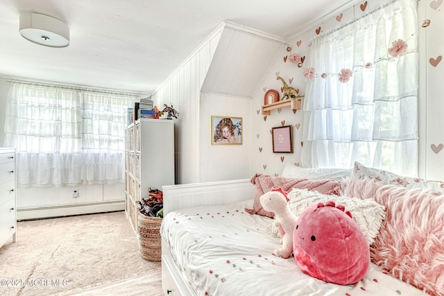 33 Cumberland Dr, Brick, NJ 08723 - carpeted bedroom with multiple windows, a baseboard radiator, and vaulted ceiling