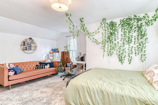 33 Cumberland Dr, Brick, NJ 08723 - bedroom featuring lofted ceiling and wood walls