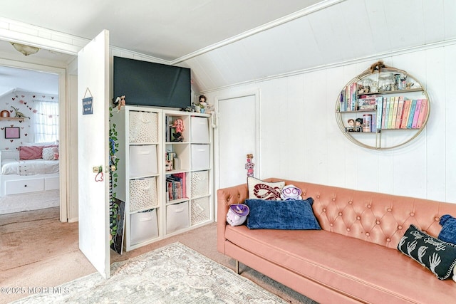 33 Cumberland Dr, Brick, NJ 08723 - living area featuring carpet floors and vaulted ceiling