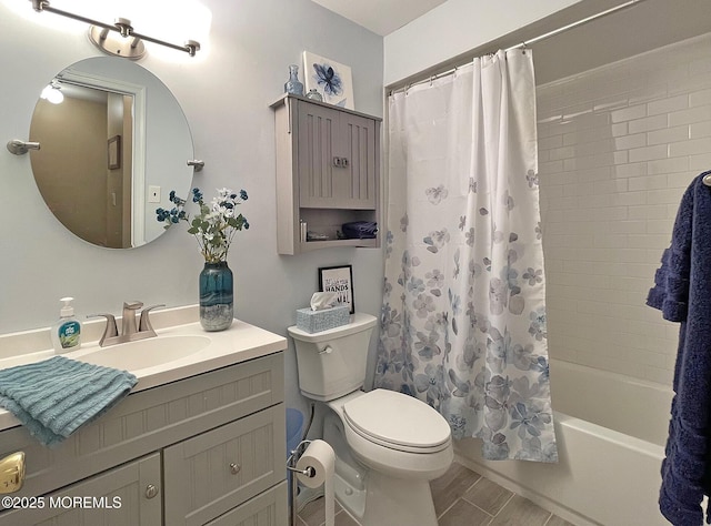 69 Bradford Ct, Aberdeen, NJ 07747 - bathroom with toilet, shower / bath combo, vanity, and wood finished floors