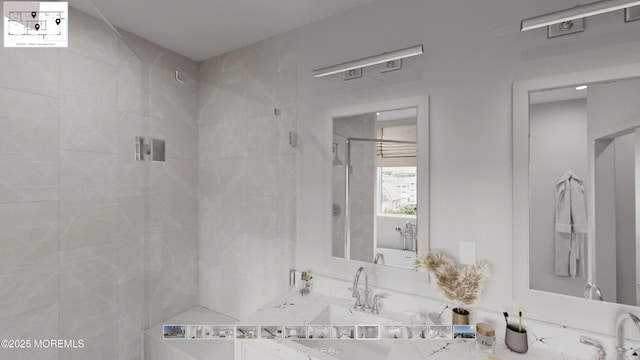 500 Ocean Ter Unit 1, Seaside Heights, NJ 08751 - bathroom with vanity and tiled shower