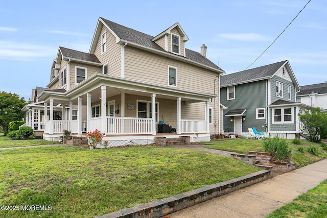 300 Lareine Ave, Bradley Beach, NJ 07720 - view of front of home featuring a porch, a front yard, and roof with shingles